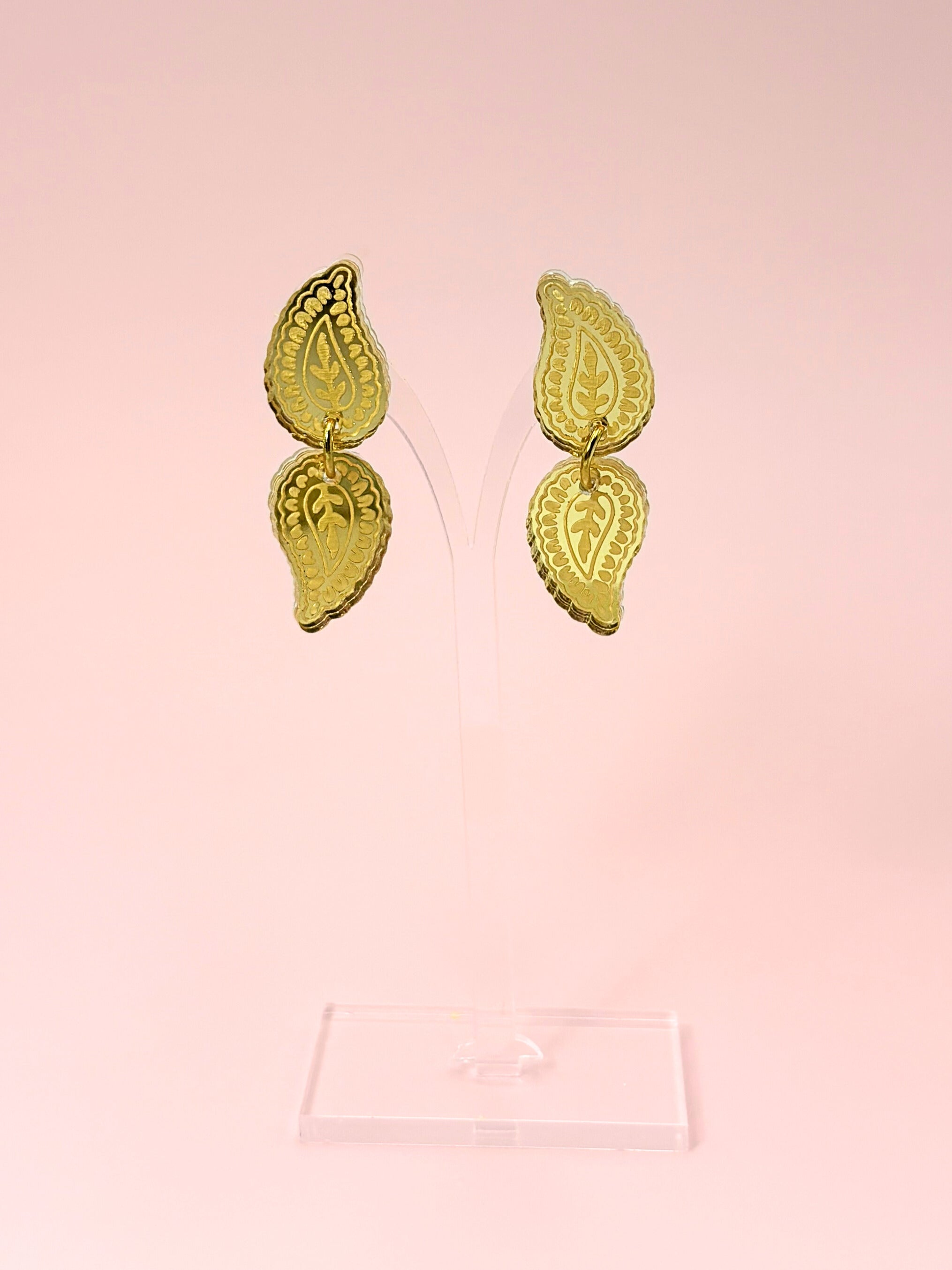 Abundant Paisley Drops - Gold Mirror Acrylic Earrings | Isla & Marigold