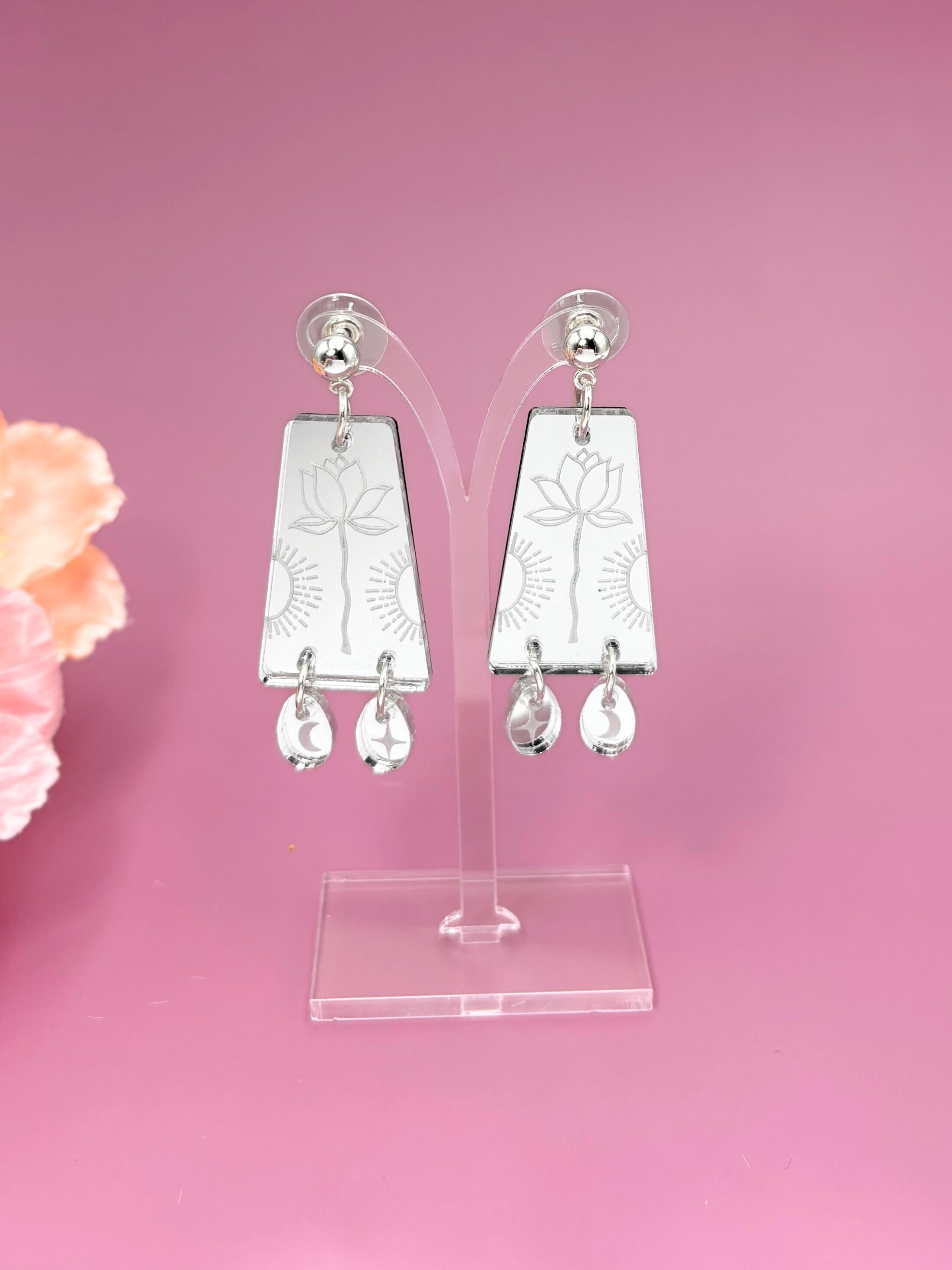 I Will Rise Dangles - Silver Acrylic Earrings | Isla & Marigold