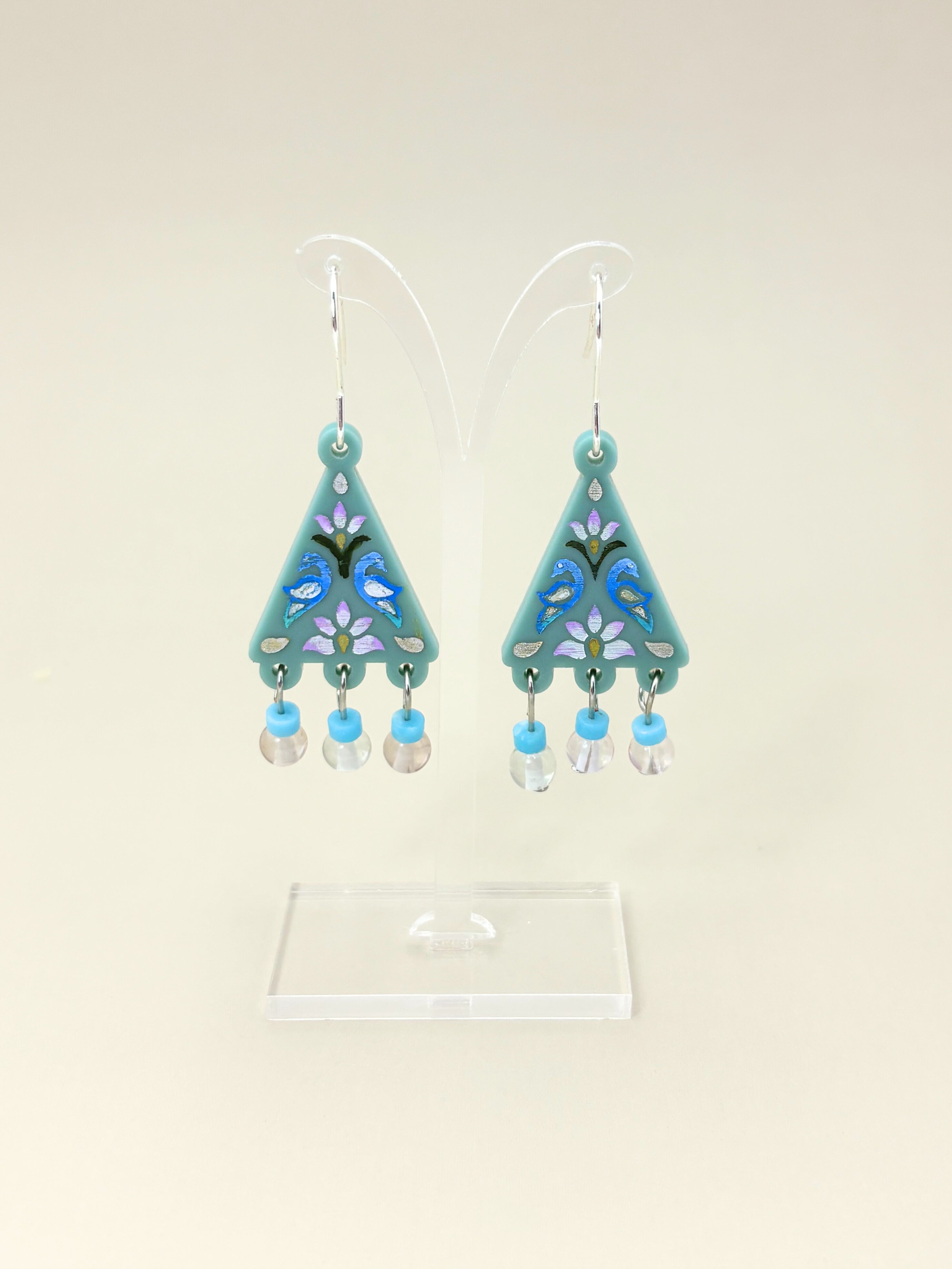Kindred Spirit Dangles - Sea Green Silver Blue Acrylic Earrings | Isla & Marigold