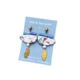 Handmade Earrings- White Blue Shard Opal