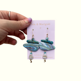 Handmade Earrings- Blue Green Shard