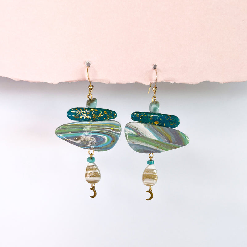 Handmade Earrings- Blue Green Shard