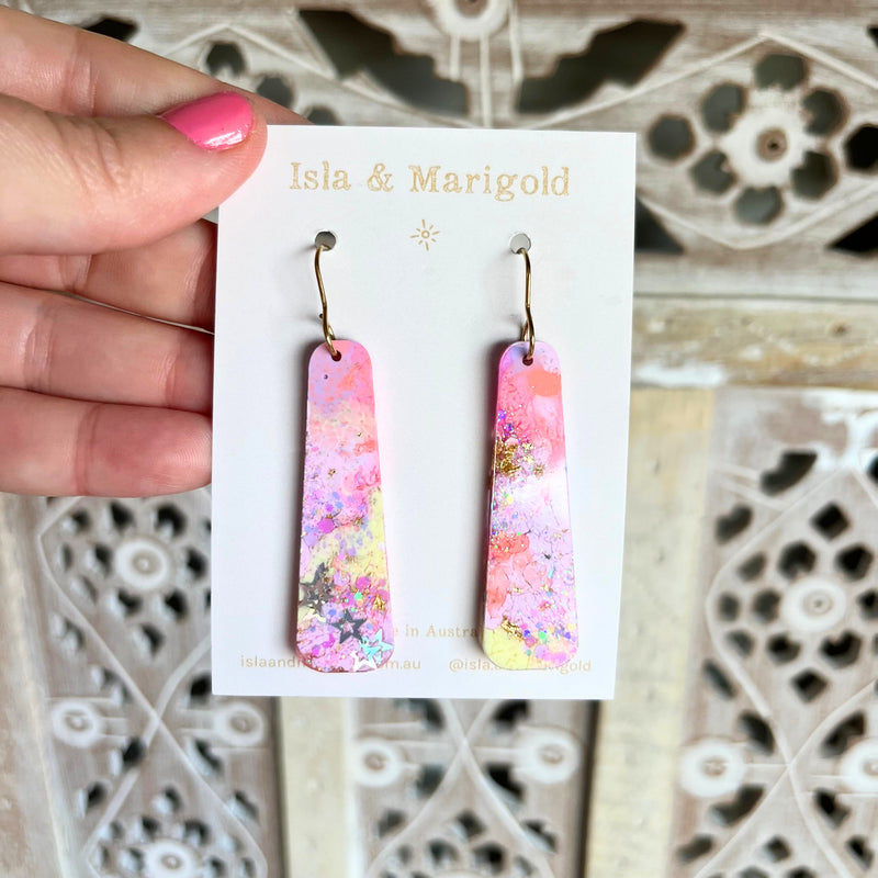 Resin Dangle Earrings- Pink