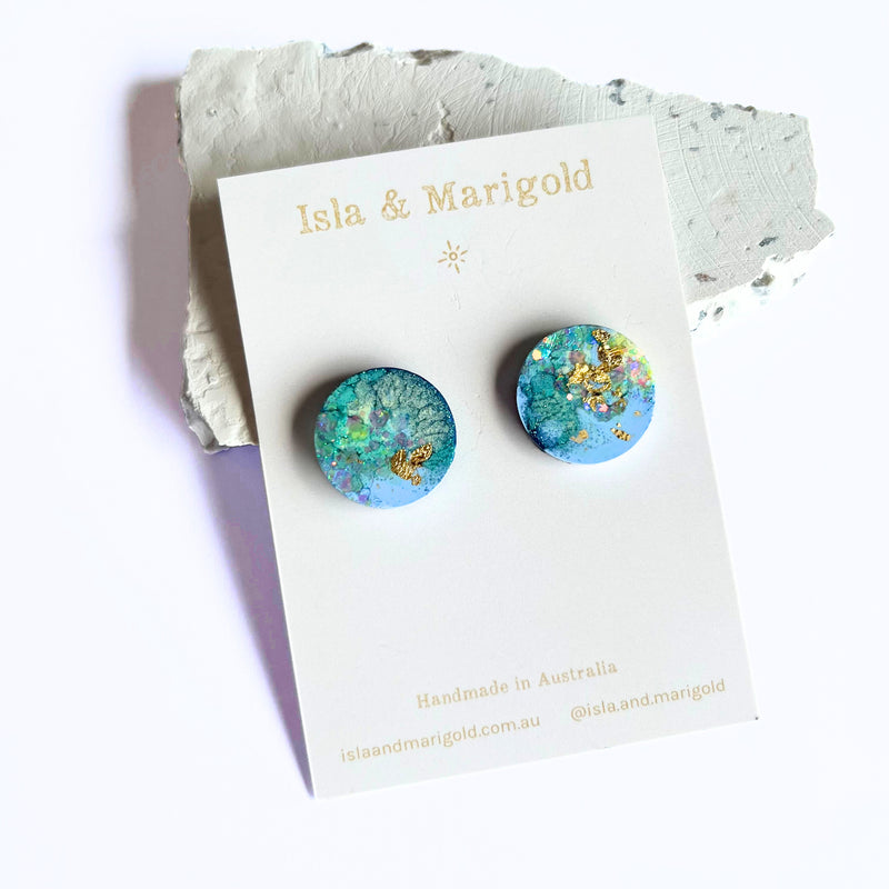 Statement Studs- Sea Green