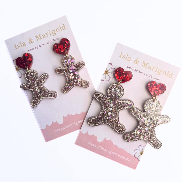 Christmas Gingerbread Man Earrings- Two Sizes