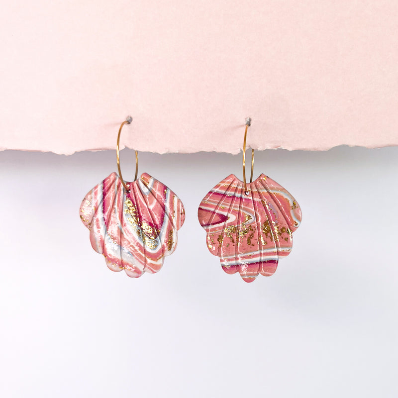 Handmade Earrings- Pink Swirl Shell