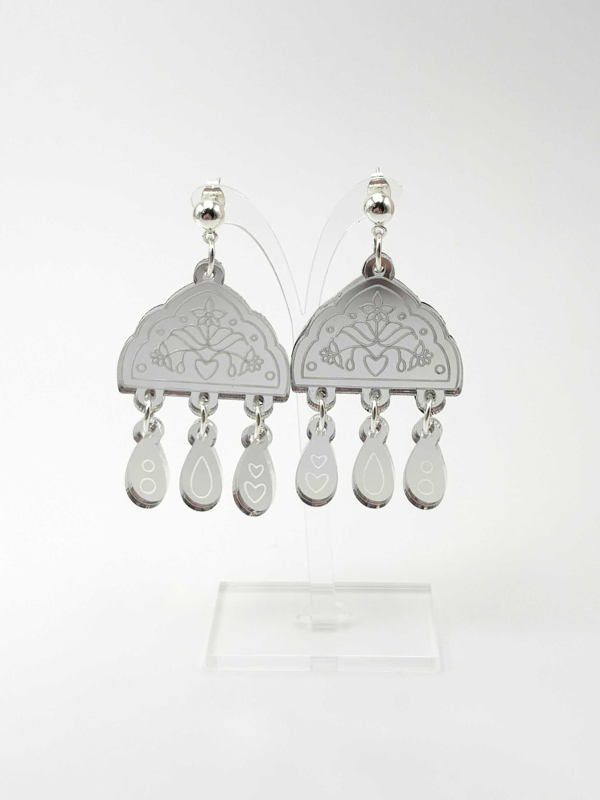 Bloom From Within Affirmation Dangles - Silver Acrylic Earrings | Isla & Marigold