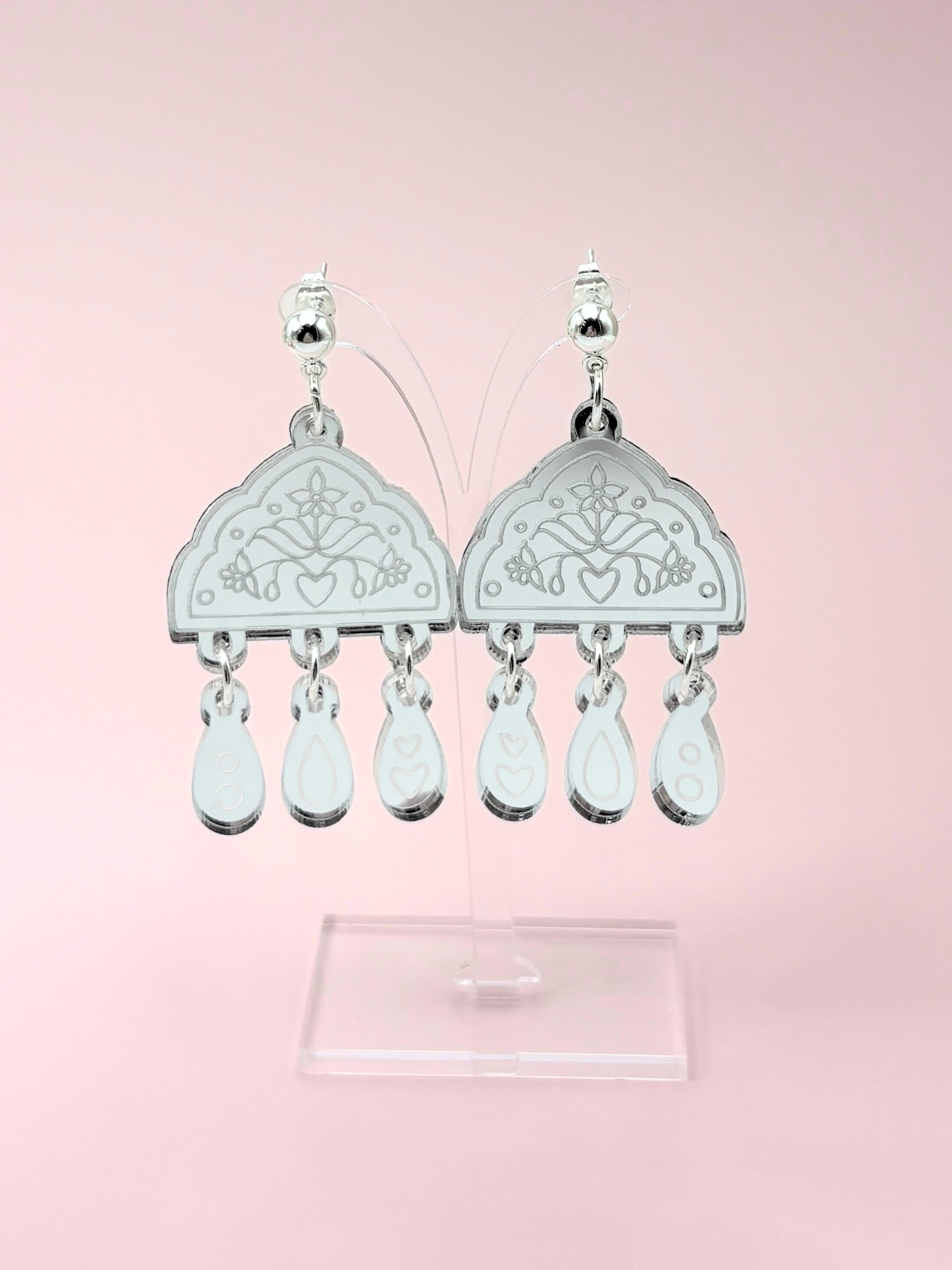 Bloom From Within Affirmation Dangles - Silver Acrylic Earrings | Isla & Marigold