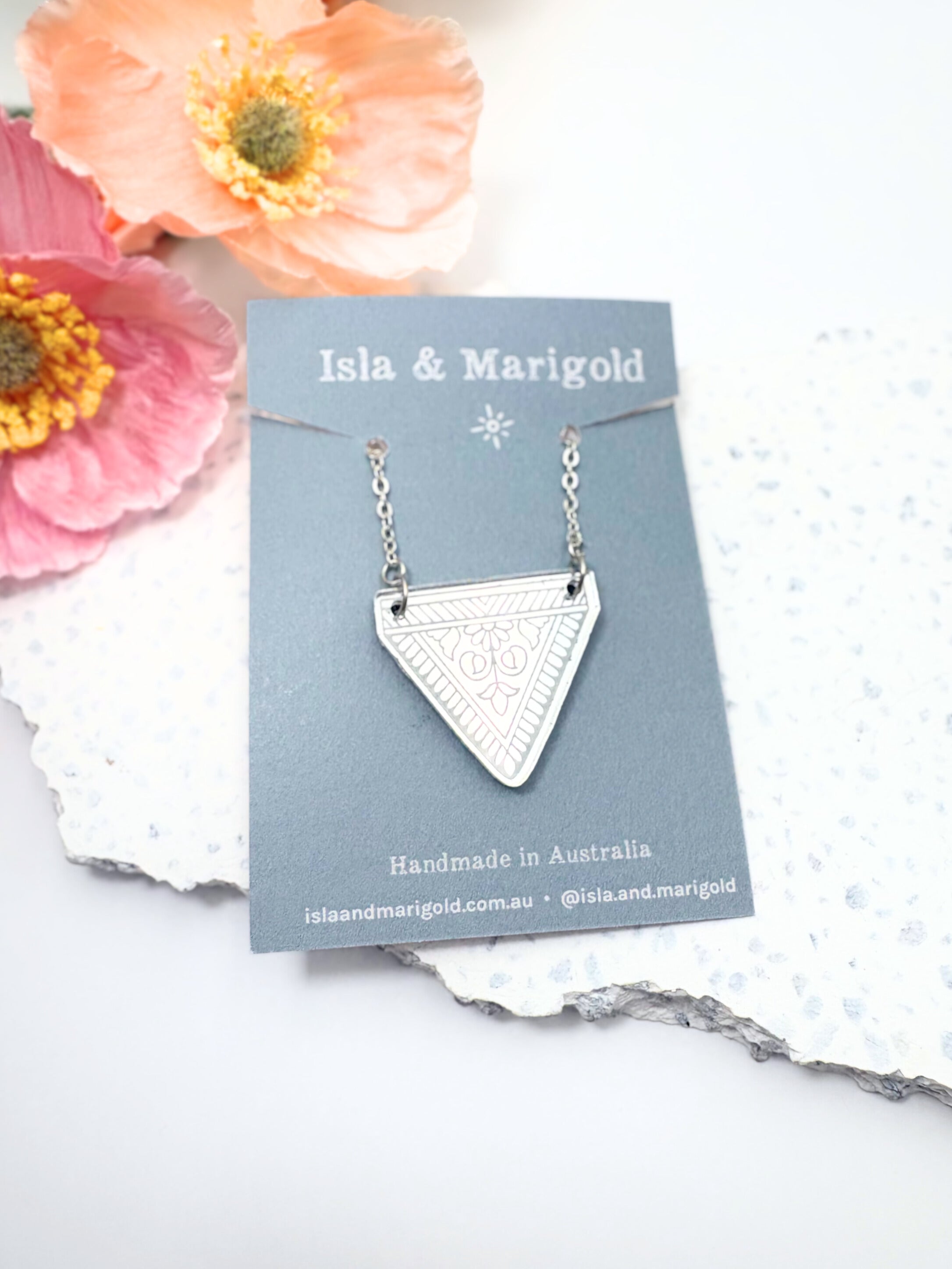 Embrace My Power Affirmation Pendant Necklace – Silver Mirror Acrylic | Isla & Marigold