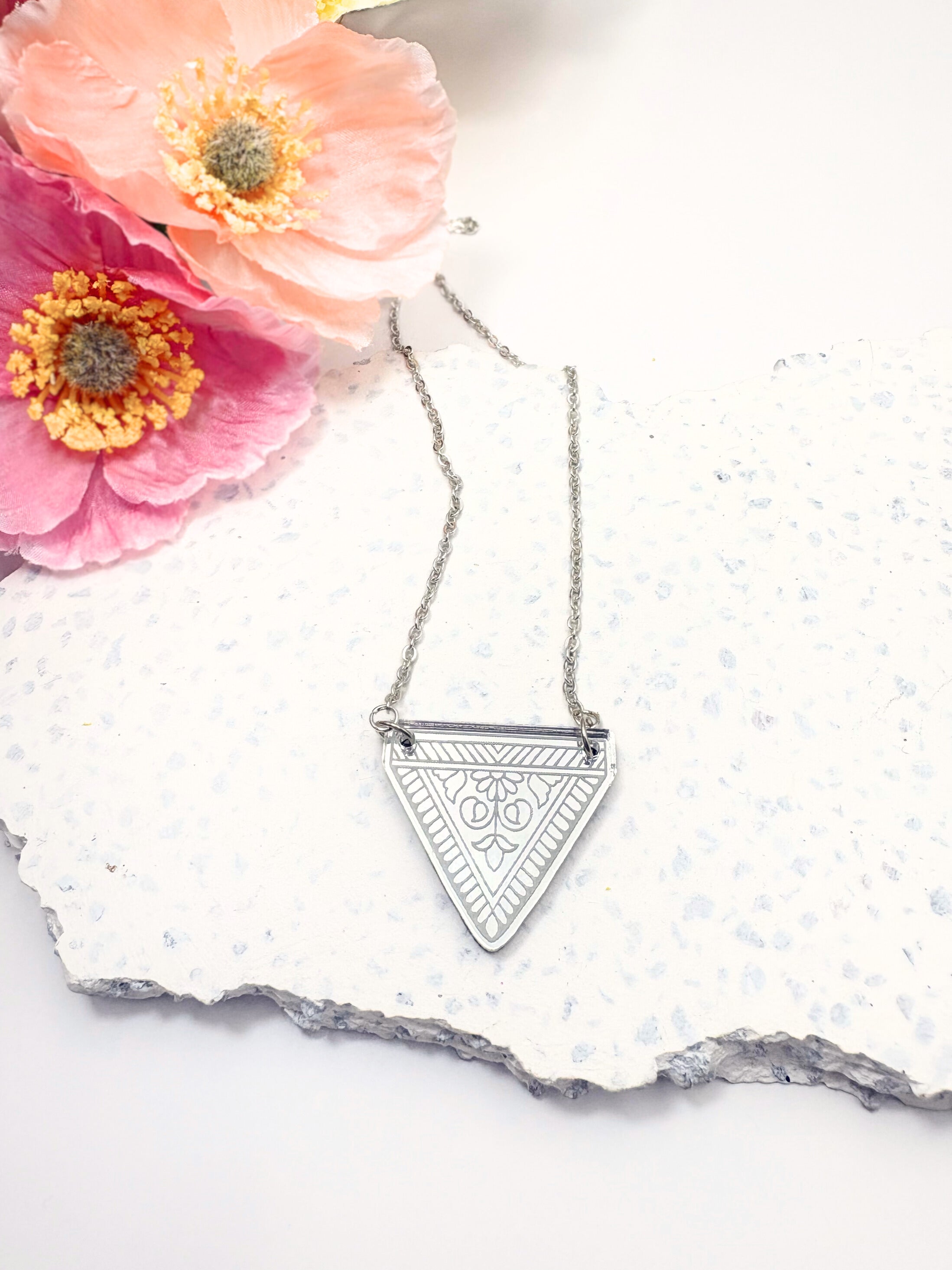 Embrace My Power Affirmation Pendant Necklace – Silver Mirror Acrylic | Isla & Marigold