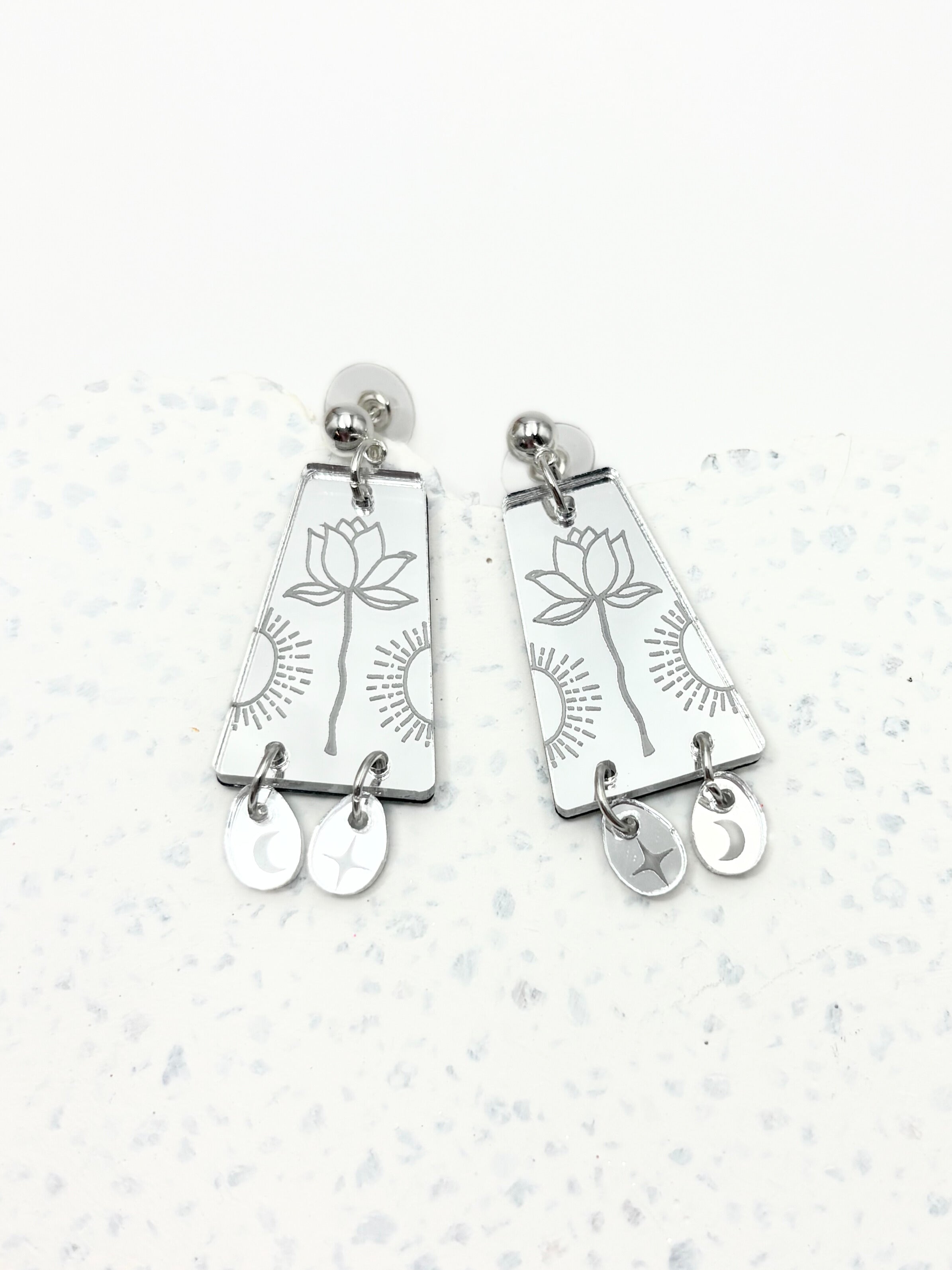 I Will Rise Dangles - Silver Acrylic Earrings | Isla & Marigold