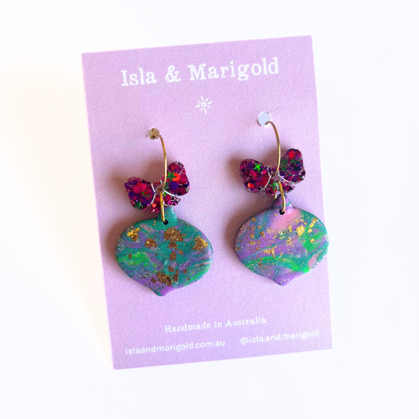 Christmas Bauble Earrings- Polymer Clay