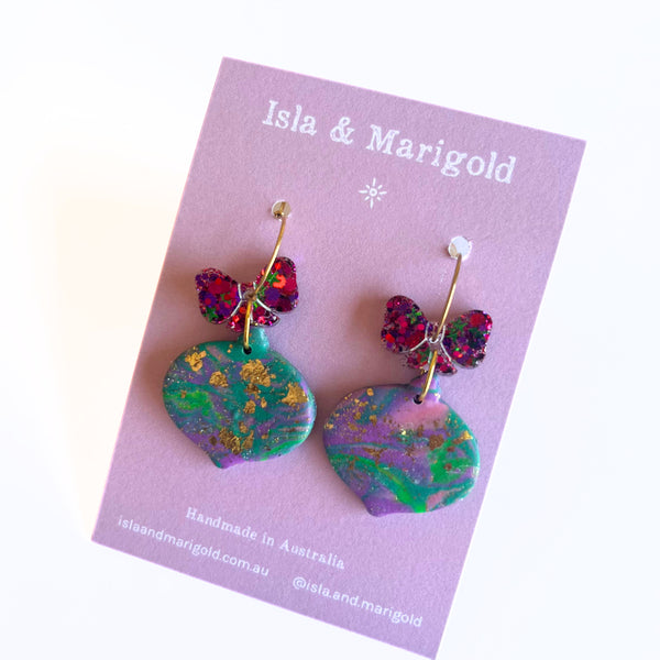 Christmas Bauble Earrings- Polymer Clay