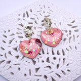 Handmade Earrings- Watermelon Heart Hoop