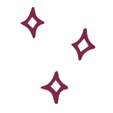 Three purple diamond-shaped patterns on a white background