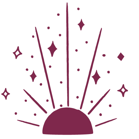 Decorative design with a sun shining sunrays and sparkles