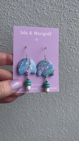 Handmade Earrings- Blue Purple Flower