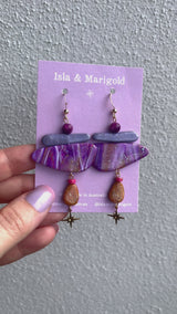 Handmade Earrings- Purple Shard and Star