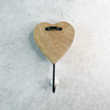 Heart Hand Carved Wood Block Hook