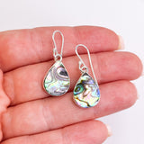 Paua Shell & Silver Tear Drop Earrings