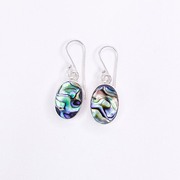 Paua Shell & Silver Oval Earrings